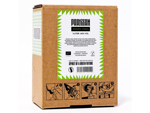 BAG-IN-BOX ° PARTISAN GREEN ° 3L ° SPECIAL + 4 REUSABLE CUPS