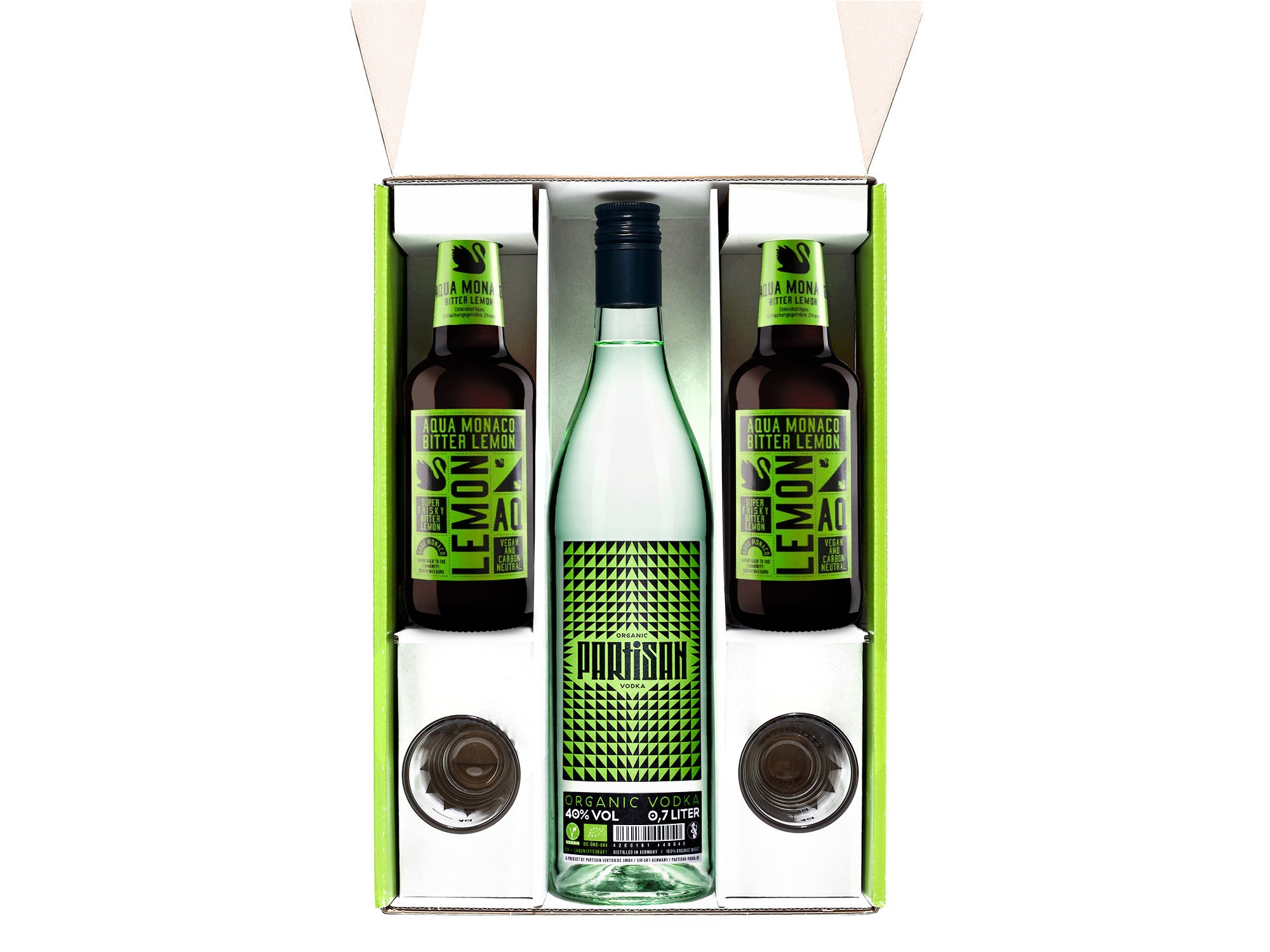 Geschenkbox Vodka mit Fillern und Gläsern