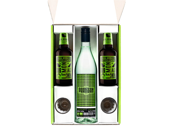 Geschenkbox Vodka mit Fillern und Gläsern