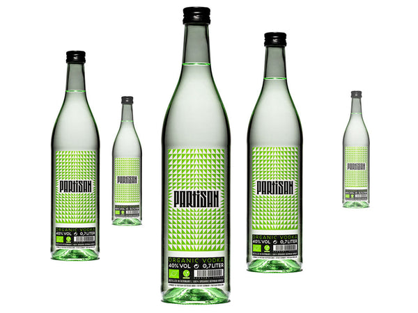 set of 6 ° ° organic 40% partisan ° vodka ° 0.7l green vol